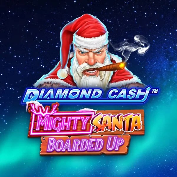 Official Slots logo: Diamond Cash Mighty Santa Boarded Up by Greentube at Spinsy Casino