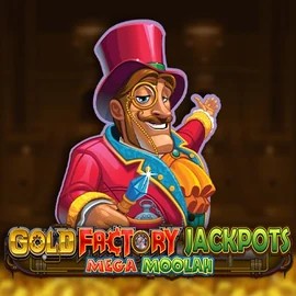 Gold Factory Jackpots Mega Moolah logo by Aurum Signature Studios at Spinsy Casino